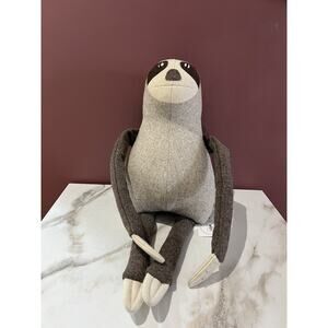 Large 100%wool Handcrafted In Portugal Brown Throated Tree Toed Sloth Plush